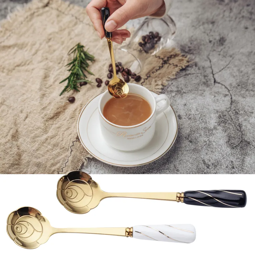 1pc Stainless Steel Flower Shaped Coffee & Tea Stirring Spoon