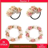 POPULAR X แฟชั่น Scrunchies ที่คาดผมหางม้า ความยืดหยุ่นสูง ที่คาดผม เฮดแวร์ ยางรัดผม ที่คาดผม ที่คาดผมดอกไม้ประดับมุก เชือกหัวมุก