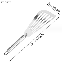 ET CITYS ตะหลิวตักปลาทำจากซิลิโคนทำจากสเตนเลสสตีลพร้อมขอบนิ่มอุปกรณ์ทำอาหารในครัวทนความร้อน