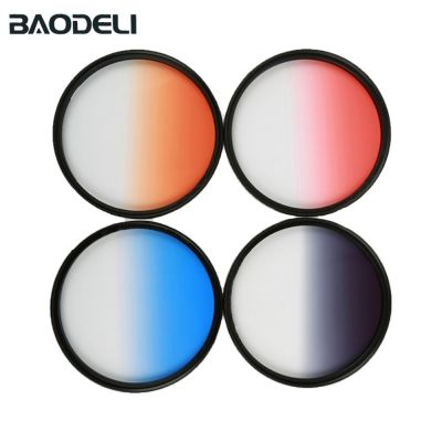 ดั้งเดิม! BAODELI แนวคิดตัวกรองไล่ระดับสีส้มสีฟ้าสีแดงสีเทา Nd 49 52 55 58 62 67 72 77 82มม. สำหรับ Canon 77D Nikon Sony A6000อุปกรณ์เสริม