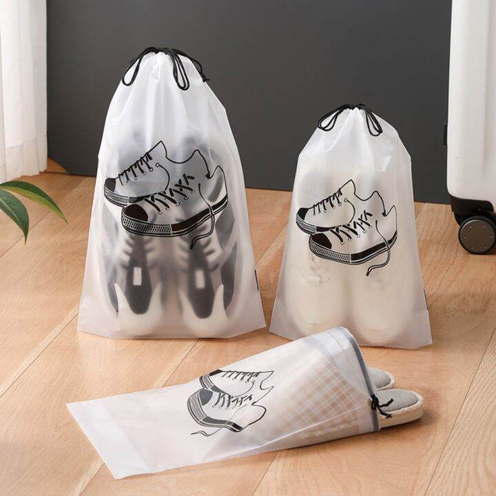 ✧☍ 5 shoe bags Household shoe storage bag Portable travel slippers sneakers  sealed frosted dust clear zipper bag | Lazada PH