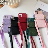 Crossbody Lanyard Diamond Wallet Leather Card Holder Case For iPhone 14 Pro Max 11 12 13 Mini XS X XR 8 7 Plus SE Soft TPU Cover