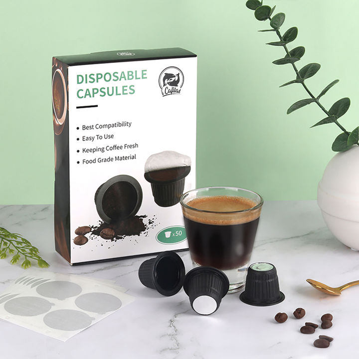 fenquezisq-แคปซูลกำจัดถ้วยกาแฟแคปซูล50ชิ้น-แคปซูลที่กรองกาแฟสีทึบพลาสติกสำหรับที่ดริปกาแฟในบ้านเป็นมิตรกับสิ่งแวดล้อม