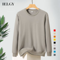 IELGY เสื้อสเวตเตอร์คอกลมผู้ชาย Bottoming แขนยาวสีทึบ