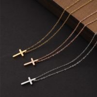 ☽▬✇ Rinho Fashion Stainless Steel Cross Pendant Necklace Women Men Minimalist Vintage Long Chain Necklaces Chokers Jewelry Gift