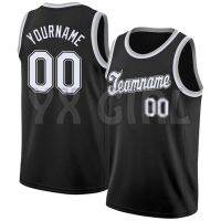 Custom Black White-Silver Gray Round Neck Rib-Knit Basketball Jersey Tank Tops for Men Jersey Personlized Sew Team Unisex Top