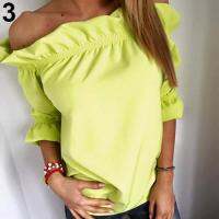 【Feb】 Women 39;s Fashion Sexy Off Shoulder Ruffled Strapless Loose Shirts Blouse Top