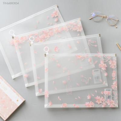 ❁❡ 1 Piece Kawaii Sakura A4 Papers Books Organizer Bag Office File Folder School Pencil Storage Case Stationery Supplies
