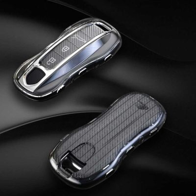 huawe Carbon Fiber TPU Case Cover For Porsche Panamera Cayenne Taycan Remote Smart Key