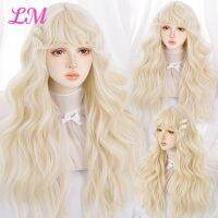 【jw】✓ Wavy Blonde Wigs With Bangs Synthetic for Resistant