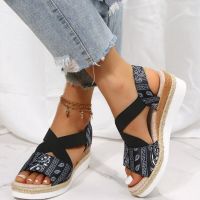 HOT★New Womens Sandals Fashion Cashew Flower Buckle Wedge Flats Hemp Rope Braided Platform Open Toe Beach Shoes Sandália Flip Flop