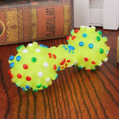 Dumbbell Squeaky Faux Squeeze Shaped Pet Dogs Chew