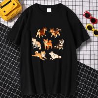 Loose T Shirt Men Cute Shiba Inu Dog Print Tshirts Clothes