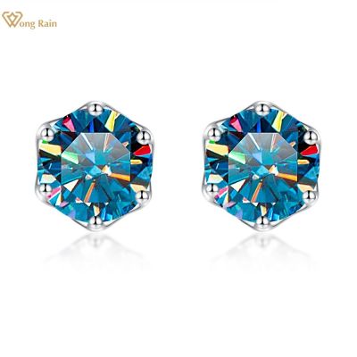 【YP】 Wong 925 Sterling Round Cut 2CT Real Moissanite Diamonds Wedding Engagement Studs Earrings Jewelry With GRA