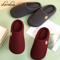 Shevalues New Home Slippers For Women Men Indoor Warm Fluffy Slippers Soft Non-slip Plush Shoes Plus Size 46-47 Men House Slides