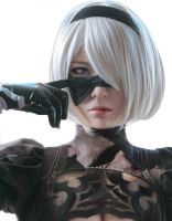 （NEW） NieR:Automata 2B YoRHa No. 2 Type B Heroine สั้นเงินสีขาว Bobo ทนความร้อนคอสเพลย์วิกผมหมวก