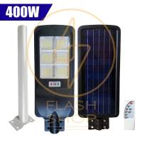 FLASH SALE โคมไฟถนน 400W 6 ช่อง 432LED 4000Lm IP67 Solar Light LED (แสงขาว Daylight) โคมไฟโซล่าเซลล์ สว่างตลอดถึงเช้า ฟรี!! รีโมท และ ขาตั้ง ค่าไฟ 0บาท พร้อมใช้งาน