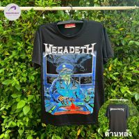 เสื้อยืดคอกลมแขนสั้น สกรีนหน้าหลัง MEGADETH2 ผู้พัน ผ้า TK ไม่ยับง่าย ใส่ได้ทั้งชายและหญิง เนื้อผ้าใส่สบาย