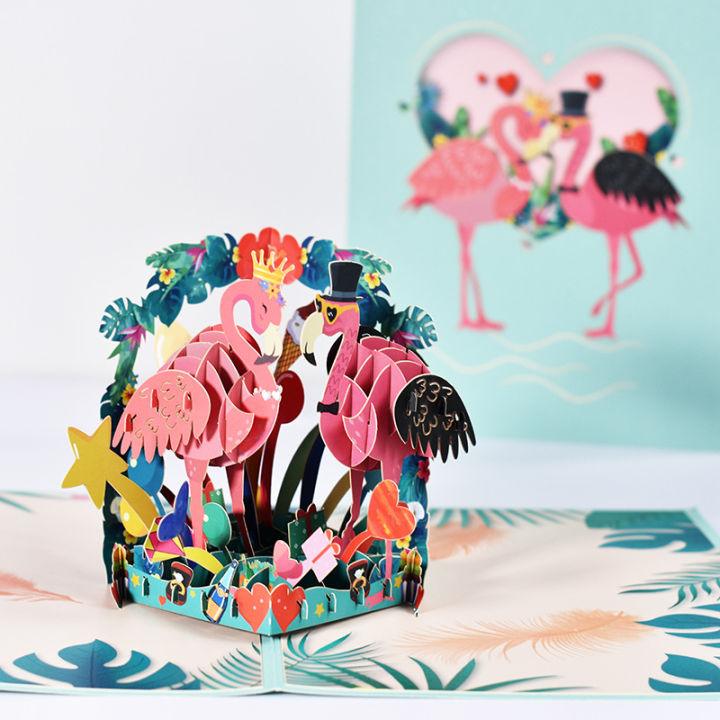 flamingos-การ์ดป๊อปอัพ-การ์ดวันวาเลนไทน์สำหรับทุกคน-การ์ดป๊อปอัพรัก-การ์ดวันเกิด-การ์ดอวยพรวันแม่-การ์ดป๊อปอัพรัก-การ์ดอวยพรครบรอบ3d-การ์ดอวยพร-love-pop-up-card