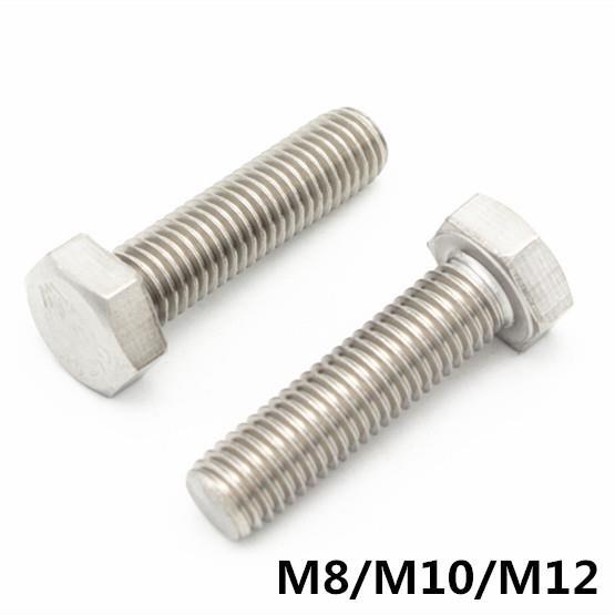 yp-m8-m10-m12สแตนเลสหกเหลี่ยมสกรูนอกหกเหลี่ยมสลักเกลียว-din933สกรูสำหรับอุปกรณ์เครื่องจักรไฟฟ้าล้อน็อตก่อสร้าง