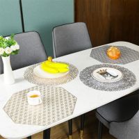 INS Nordic PVC Placemat Golden Silver Octagonal Round Kitchen Dining Table Mats Restaurant Home Decor Insulation Pads Coaster