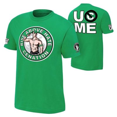 เสื้อยืดพิมพ์ลายพรีเมี่ยม WWE เสื้อ เสื้อยืด John Cena Rise Above Hate CenationS-5XL