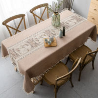 Europe Table Cloth Fabric Rectangular Cotton And Coffee Table Tassel Cotton Linen Dustproof Tablecloth Home Kitchen Decorative
