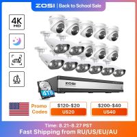 ZOSI ระบบกล้องวงจรปิด8MP H.265 + 16CH 4K Poe IP66ชุด NVR กล้อง IP สีชุดระบบการบันทึกภาพของกล้องวงจรปิดการมองเห็นได้ในเวลากลางคืน