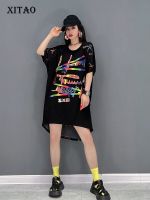 XITAO Shirt Fashion New Women Irregular Print T Shirt