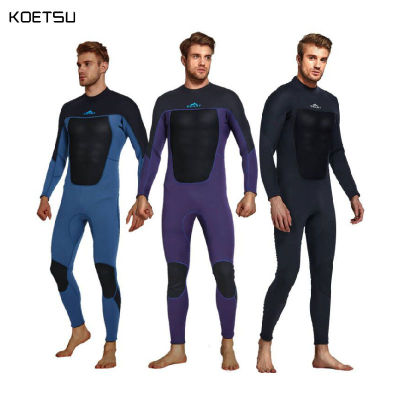 KOETSU ชุดว่ายน้ำอบอุ่นหนา3มม.,ชุดว่ายน้ำเล่นเซิร์ฟว่ายน้ำดำน้ำตื้นยางนีโอพรีนสำหรับผู้ชาย