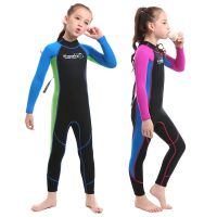 [COD] Childrens long-sleeved thermal swimsuit sunscreen one-piece kid snorkeling wetsuit factory direct