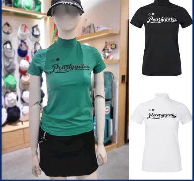 Summer womens golf clothing short-sleeved wordmark smiley face stand-up collar short-sleeved quick-drying casual T-shirt sports Honma Callaway1 Castelbajac XXIO Le Coq FootJoy∏