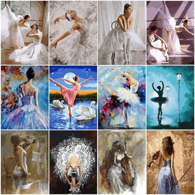 Abstract Dancer Figure Oil Canvas Painting Ballet Girl Posters Prints Wall Art Pictures for Living Room Wall Decoration Cuadros