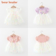 Bear Leader Baby Váy Con Gái 2023 Hè Phiên Bản Hàn Quốc Mới Váy Nơ Bé Gái