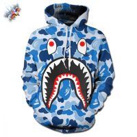 2023ใหม่ * COD * ใหม่การ์ตูนการ์ตูน BAPE SHARK 3D การพิมพ์ตลก hoodie ผู้ชายสนุก Hoodie แฟชั่น Casual pullover s.