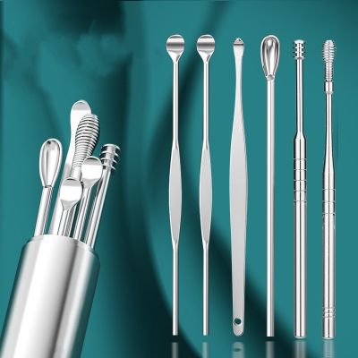 6/7-piece stainless steel ear cleaner spiral ear pick ear spoon to clean ears portable ear care ear wax removal tool