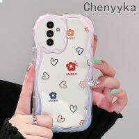 Chenyyka เคสปลอกสำหรับ Samsung กาแลคซี A13 A13 5G A04s A14ลายความรักและดอกไม้ที่เรียบง่ายสีสันสดใสลายขอบเนื้อครีมเคสเคสโทรศัพท์โปร่งใสซิลิโคนนิ่มกันกระแทกแบบใส