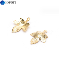 IOPOIT 100Pcs โลหะสำหรับตกแต่ง เสน่ห์ของเมเปิ้ล เหล็กไร้สนิม รูปใบไม้ สีทอง เล็กๆน้อยๆ จี้ห้อยคอ สร้อยคอสำหรับผู้หญิง