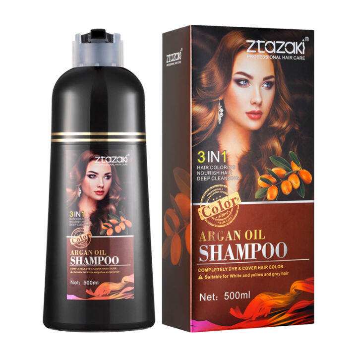 100 Original 500ml Hair Color Dye Shampoo（3in1 shampoo, dye, and