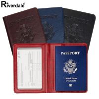 US Passport Cover PU Leather Travel Passport Holder Women Men ID Document Bank Card Holder Case USA Passport Holder Case