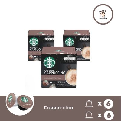 STARBUCKS  เนสกาแฟ โดลเช่ กุสโต้ แคปซูลกาแฟ STARBUCKS CAPPUCCINO สตาร์บัคส์ คาปูชิโน่ แคปซูลสตาร์บัคคาปูชิโน่ 12 แคปซูล 3 กล่อง