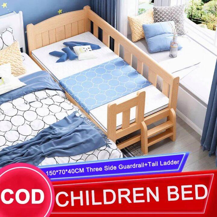 [24H ship]Solid Wood Crib Baby cot bed Katil Children Splicing Bed