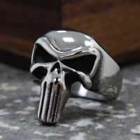 {BUSA Fashion Accessories} บุคลิกภาพ Punisher Skull แหวนผู้ชาย High Polish 316L สแตนเลส Punk Biker แหวน Cool ชายไวกิ้ง Nordic แหวนเครื่องประดับ Gift