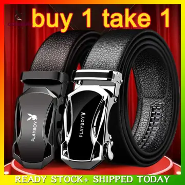 BISON DENIM Mens Genuine Leather Ratchet Belt Belts Adjustable Automatic  Buckle 