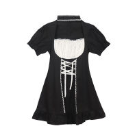 Japanese Lolita Mall Goth Dress Women Lace Up Punk Dark Academia Aesthetic Mini Dresses Black Kawaii Gothic Emo Alt Clothes