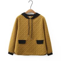 Plus Size Womens Hooded Patchwork Spring Autumn Hoodies Long Sleeved Oversized A-line Female Pullovers Large Size Casual Outerwear