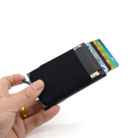 Pop Up RFID Blocking Aluminum Slim Business Visiting Credit Bank Card Holder Money Wallet Storage Clip Bag + Elasticity Pocket