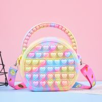 ◑ Antistress Pops Shoulder Bag for Children Girls Cute Messenger Bag Kids Keys Coin Purse Cute Princess Mini Handbag Sensory Gifts