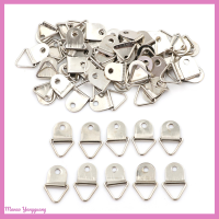 Manao 50pcs เงินสามเหลี่ยมกระจกแขวนสายคล้อง D-ring แขวนกรอบรูปตะขอ