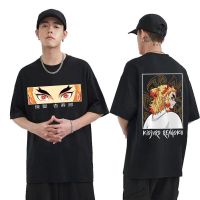 Kaus Longgar Mode Pria Musim Panas Kimetsu No Yaiba Rengoku Kyoujurou Cetak Kaus Pria Manga Demon Slayer T-Shirt Longgar Mode Pria S-4XL-5XL-6XL